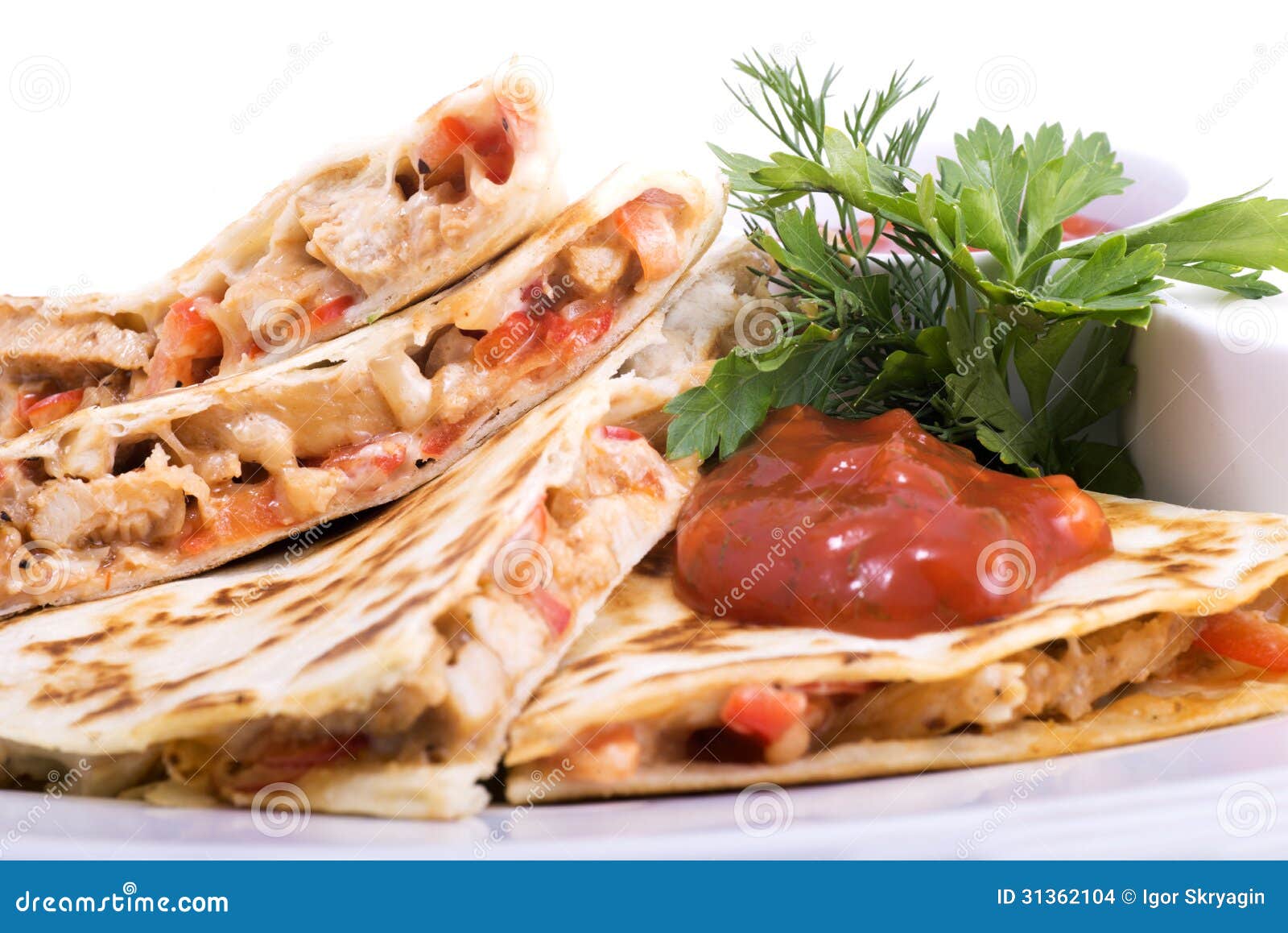 Quesadillas with Cajun Chicken Stock Photo Image of ingredient