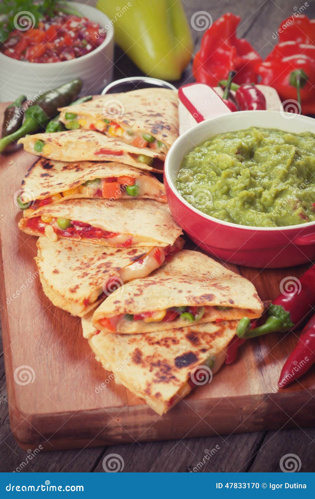 Quesadillas with guacamole stock photo. Image of quesadillas 47833170