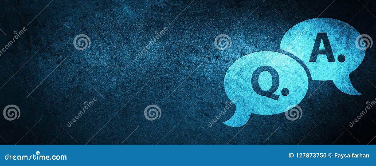 question answer bubble icon special blue banner background