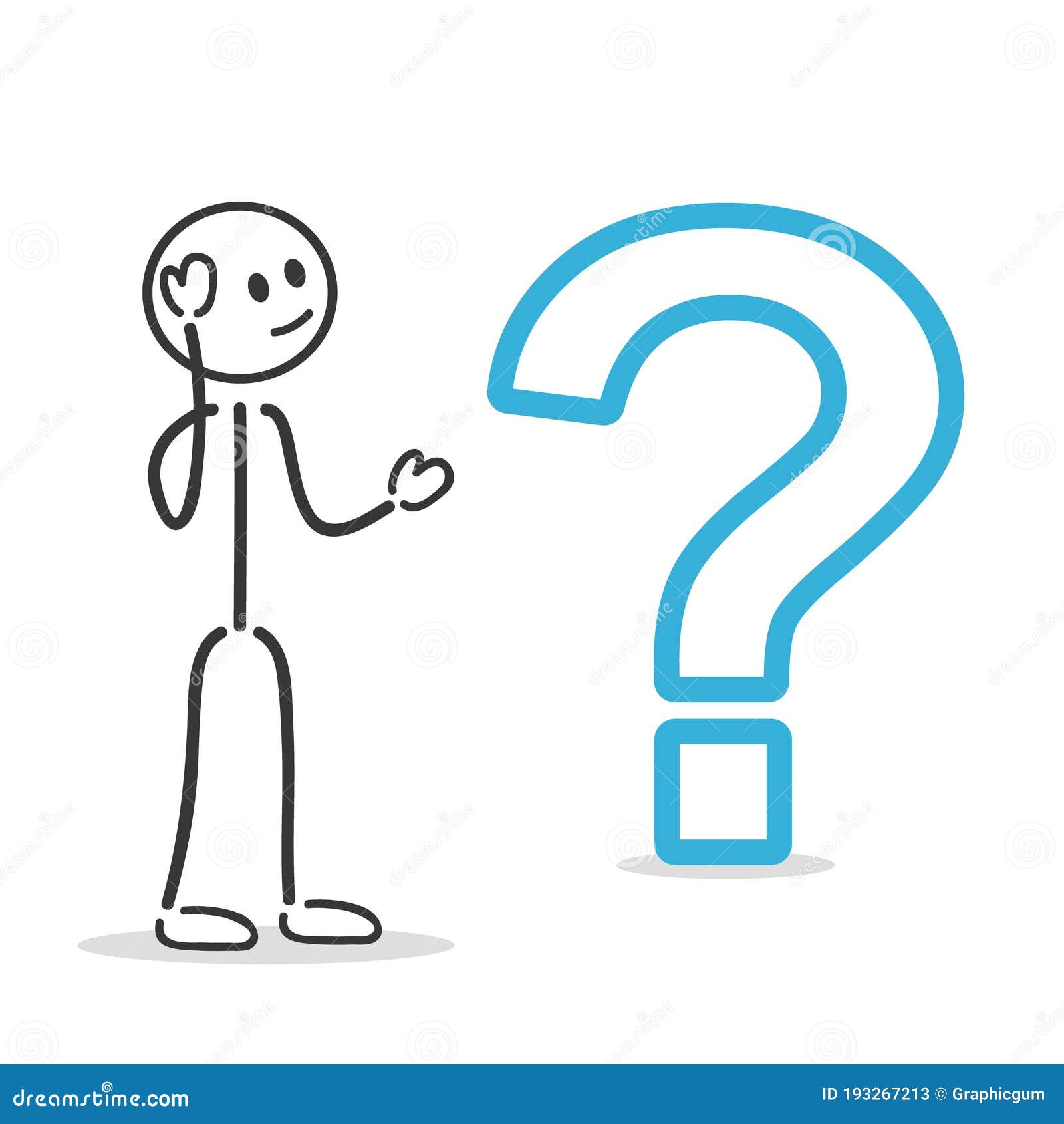 Stickman cartoon man standing with question mark Vector Image