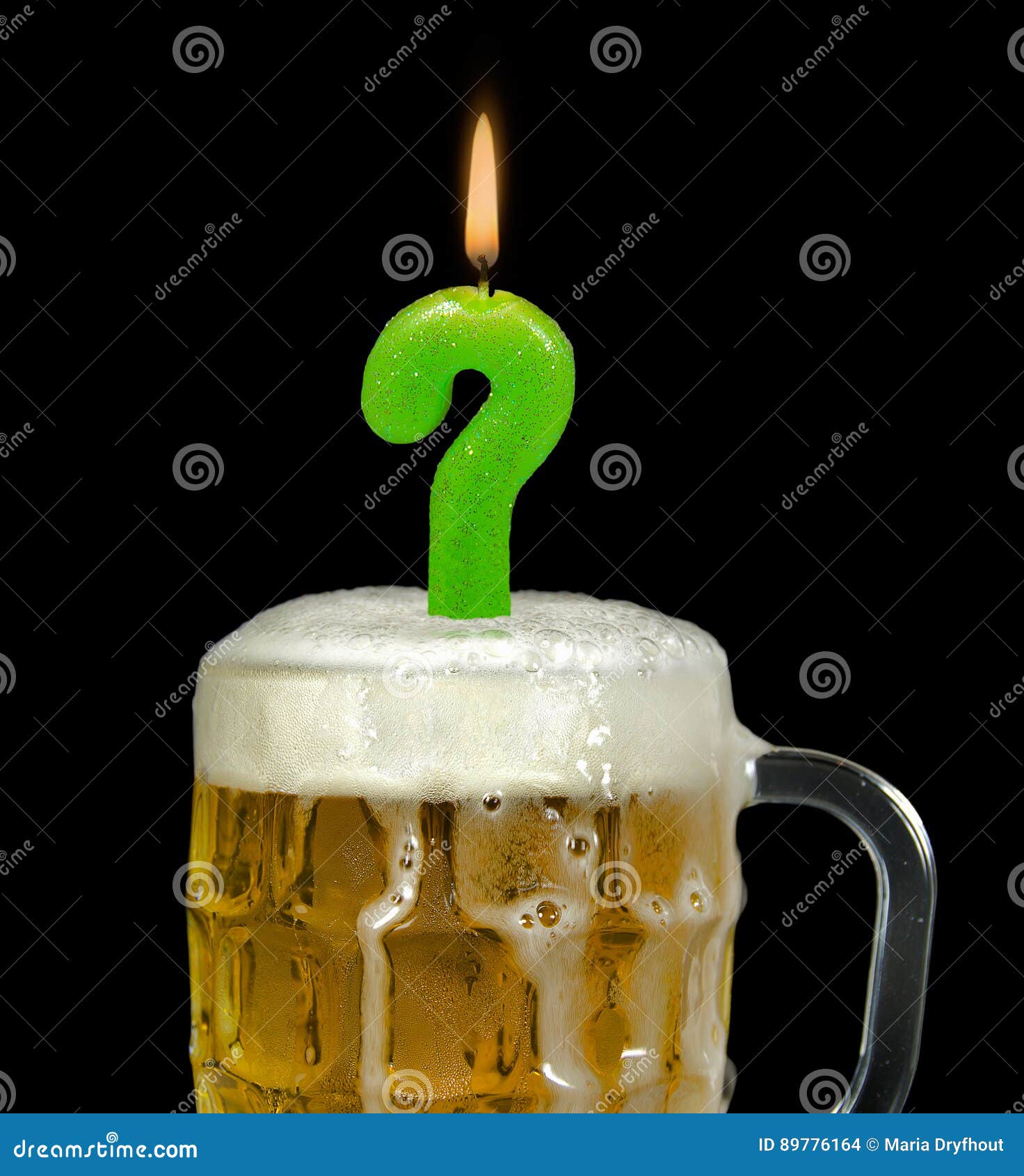 Question Mark Birthday Candle in Beer Stock Photo Image of
