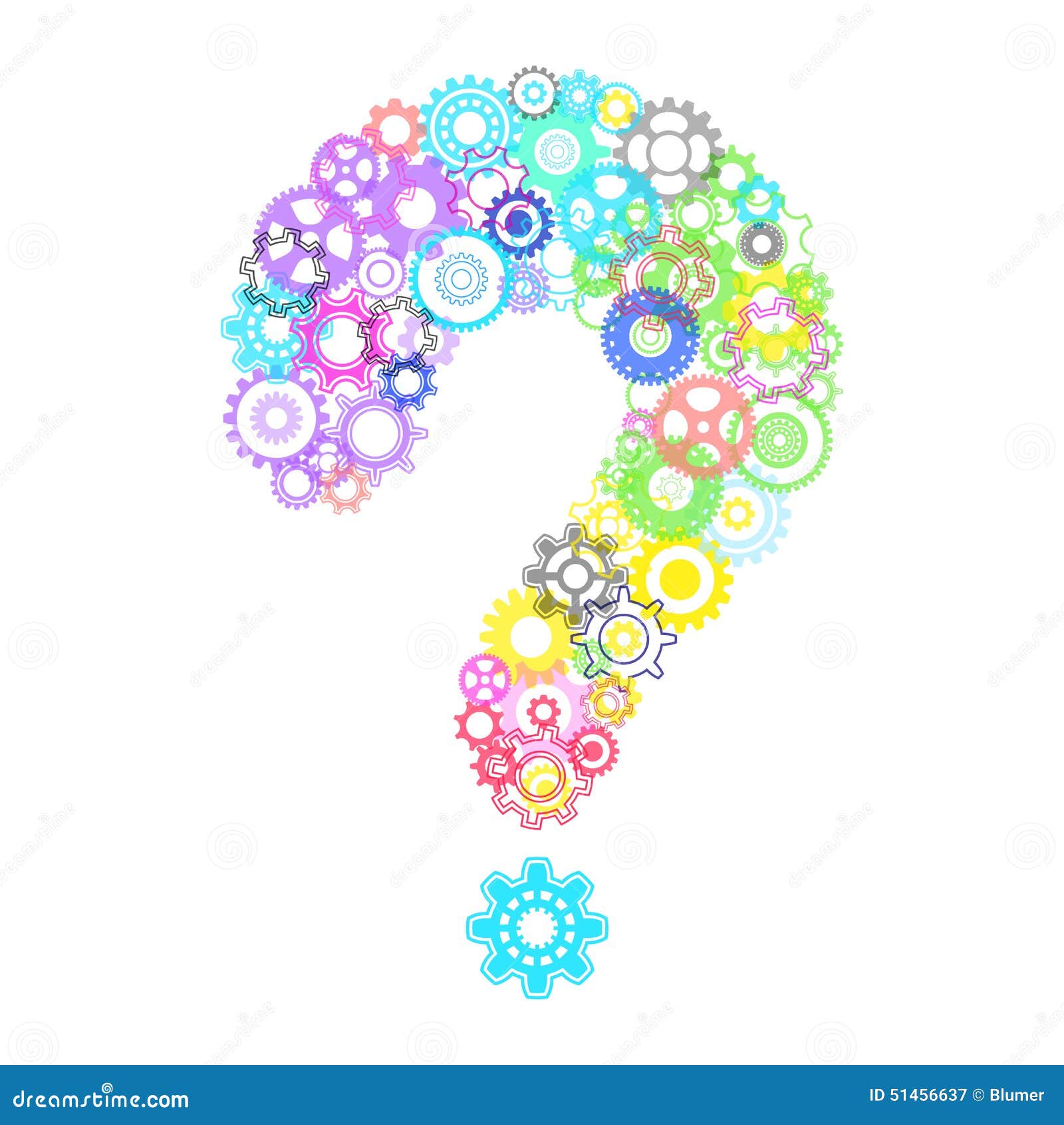 Question Mark with Cog Wheels Stock Vector Illustration of power