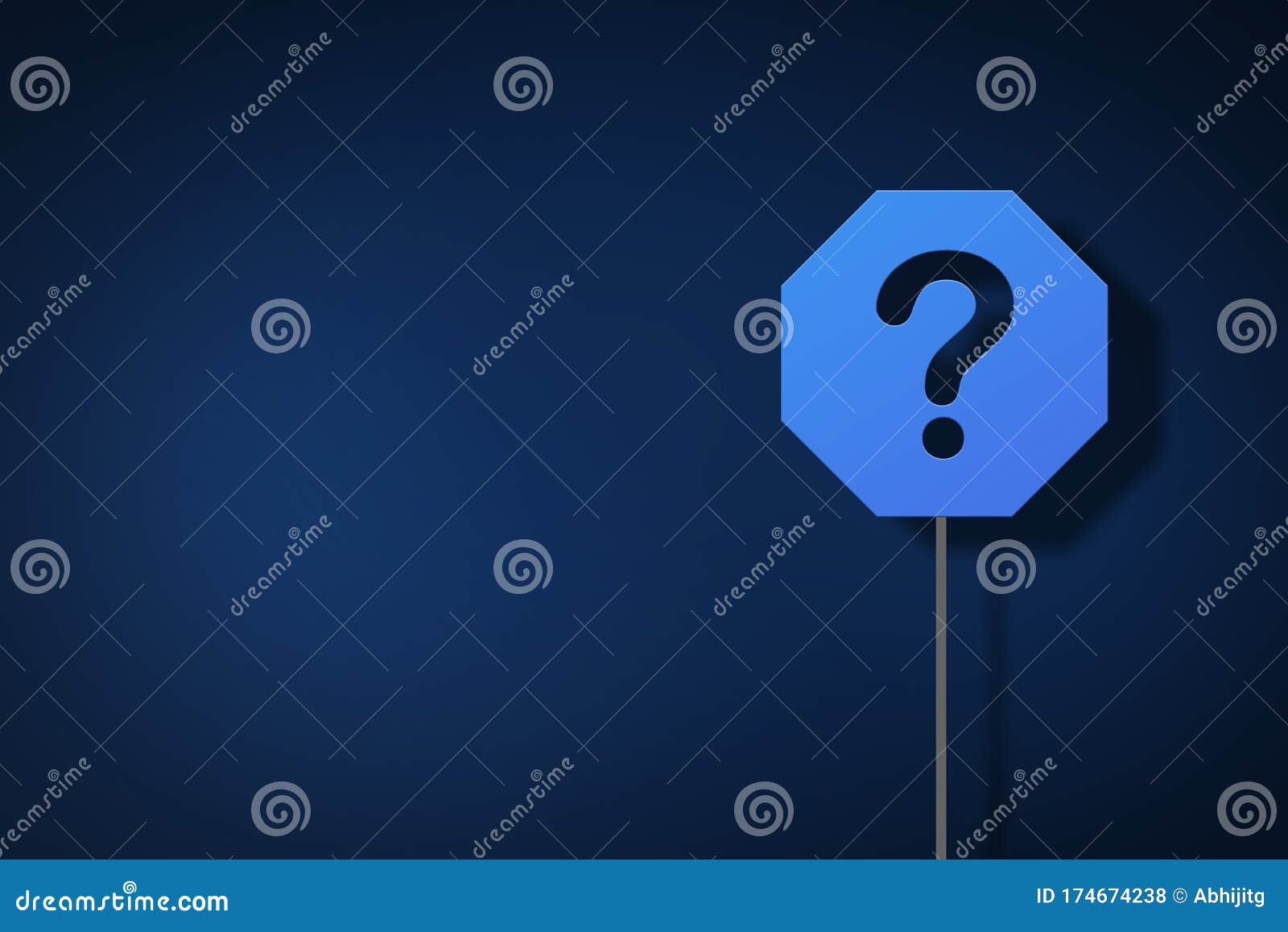 Question Mark Concept On Blue Background, Digital Question Mark
