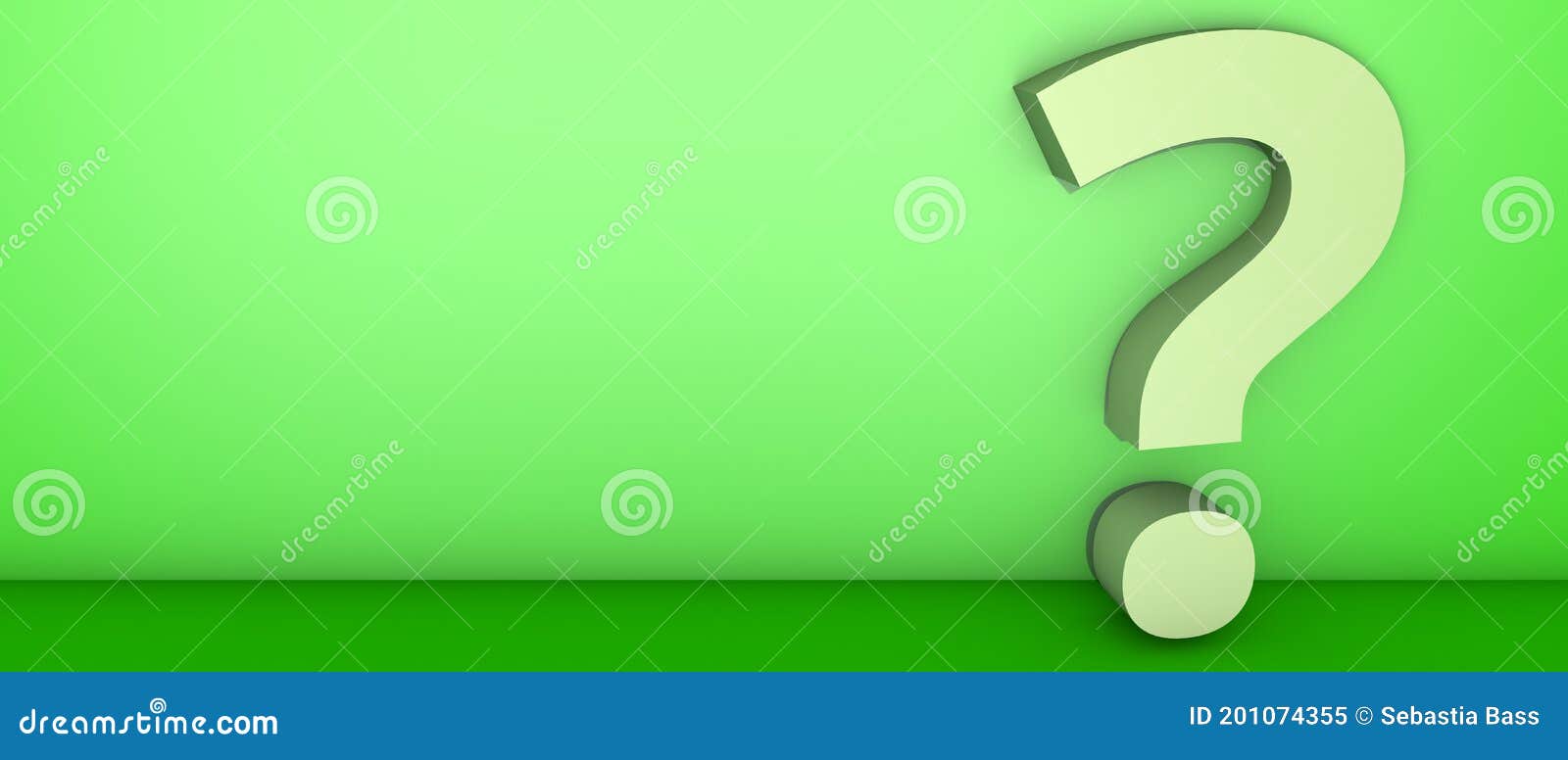 Question Mark on Green Background. 3d Illustration. Stock Illustration