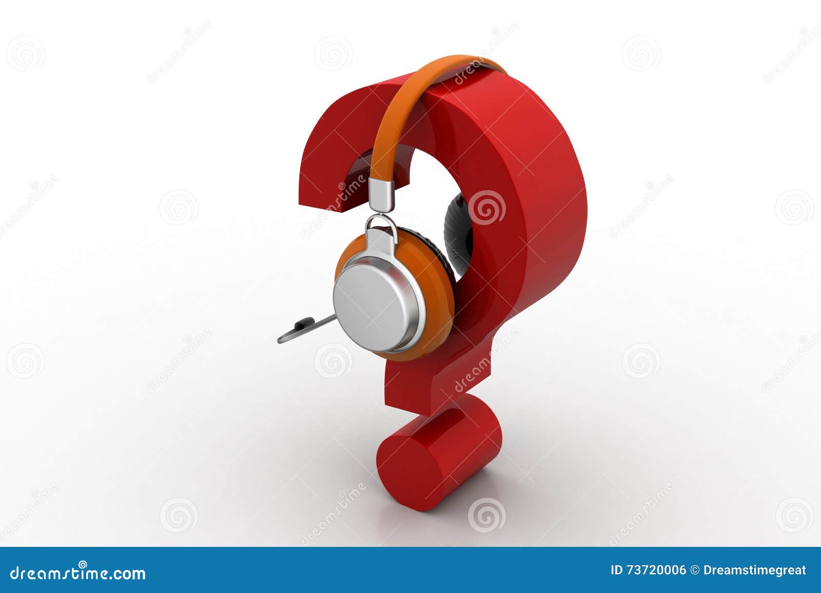 Question Mark in Headphones. online Support Concept Stock Illustration