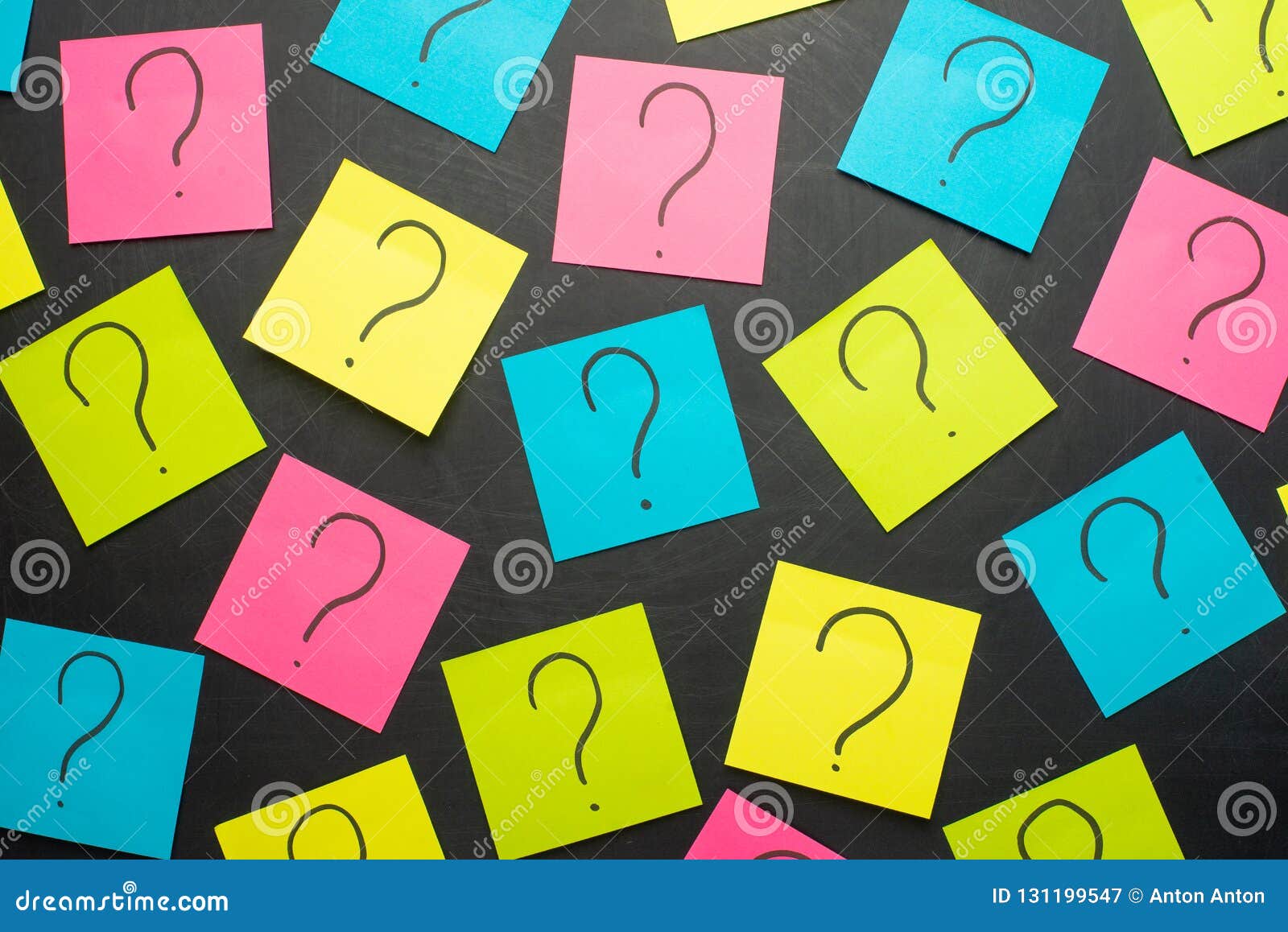 Question Mark Heap on Table Concept for Confusion, Question or Solution