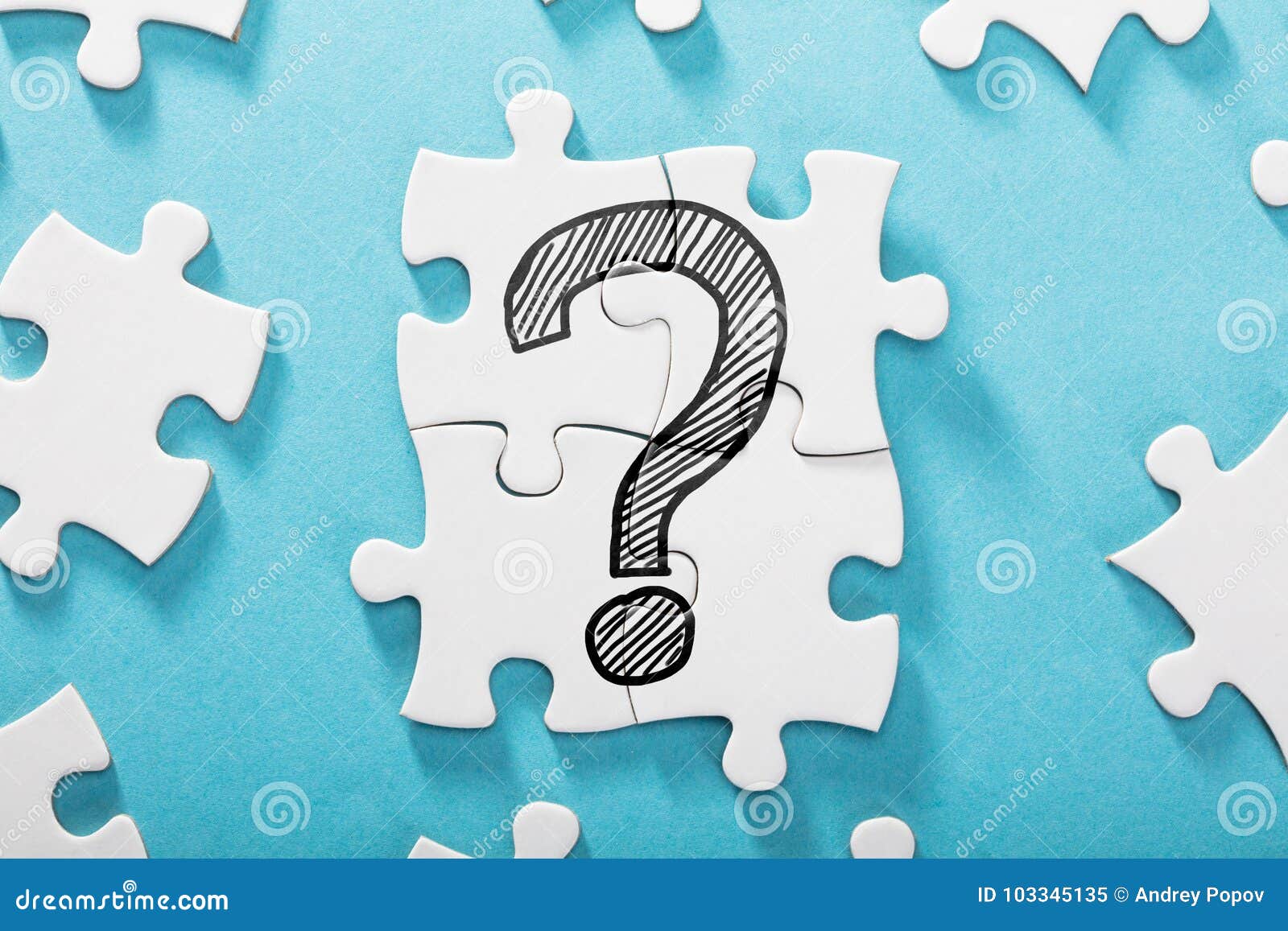 Question Mark Icon on White Puzzle Stock Image - Image of business ...