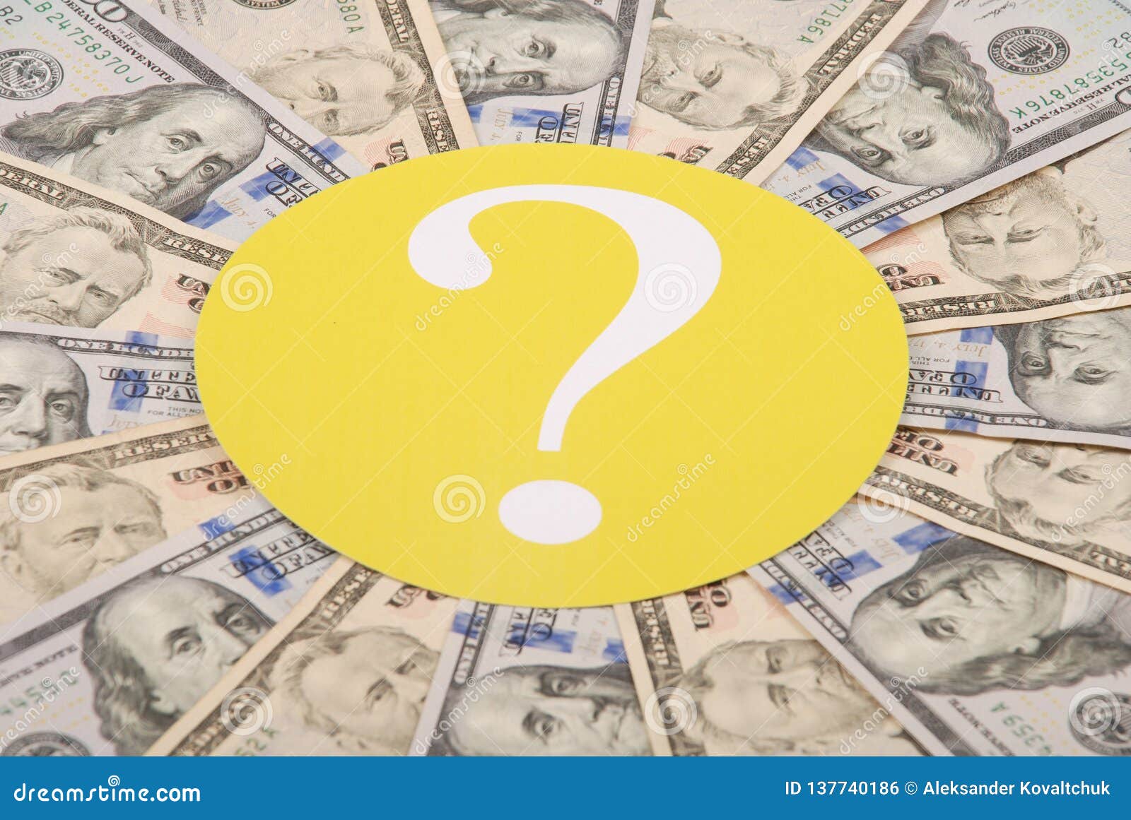 Question Mark on Mandala Kaleidoscope from Money Stock Photo Image of