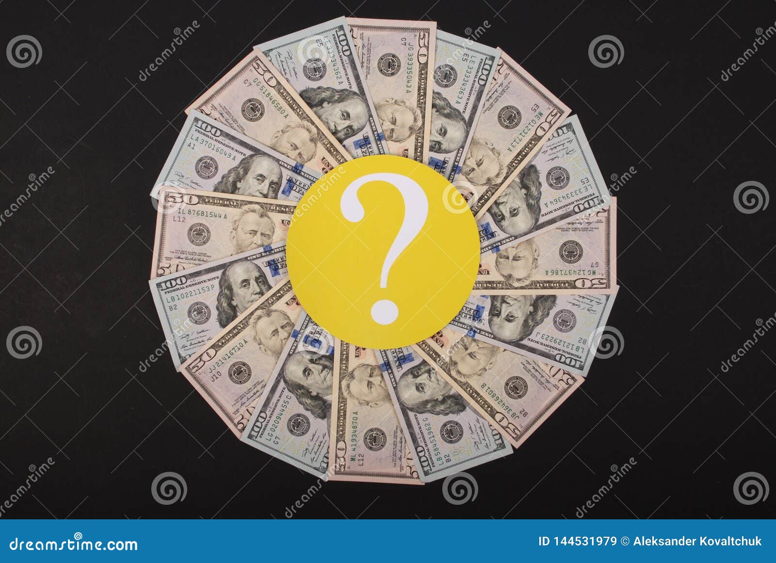 Question Mark on Mandala Kaleidoscope from Money Stock Image Image of