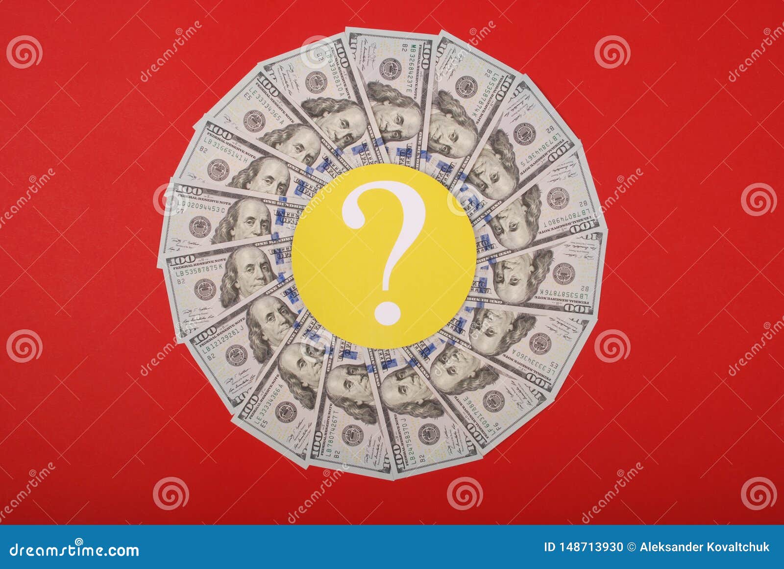 Question Mark on Mandala Kaleidoscope from Money Stock Photo Image of