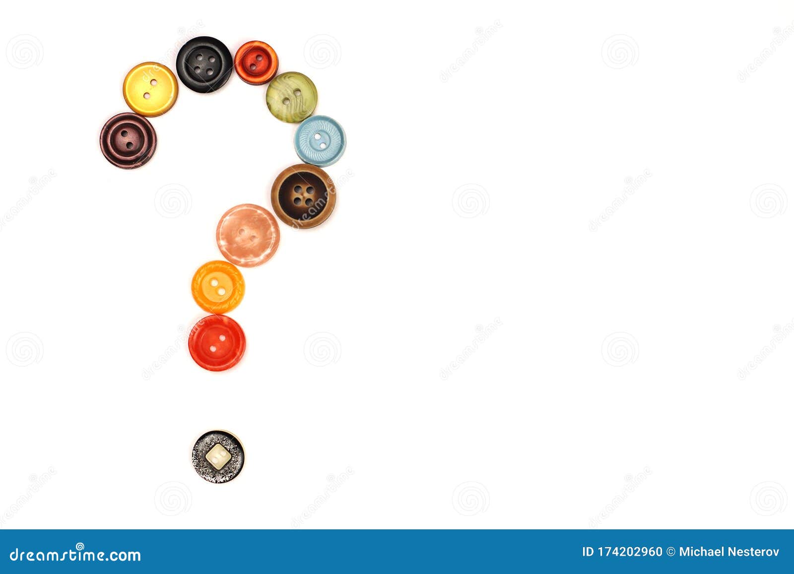 The Question Mark of the Sewing Buttons is Isolated on White Stock