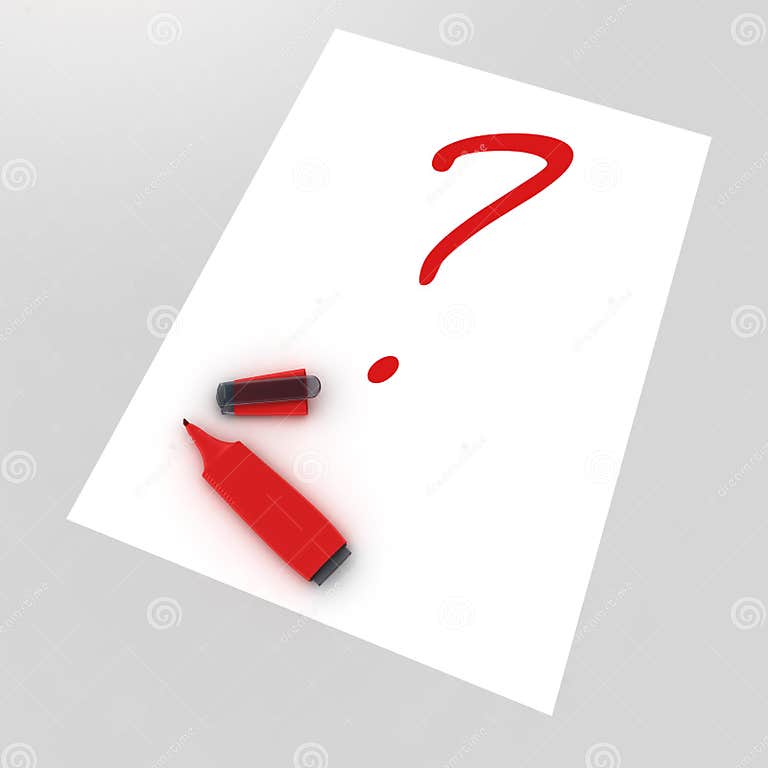 Question Mark Written by Red Highlighter Stock Illustration