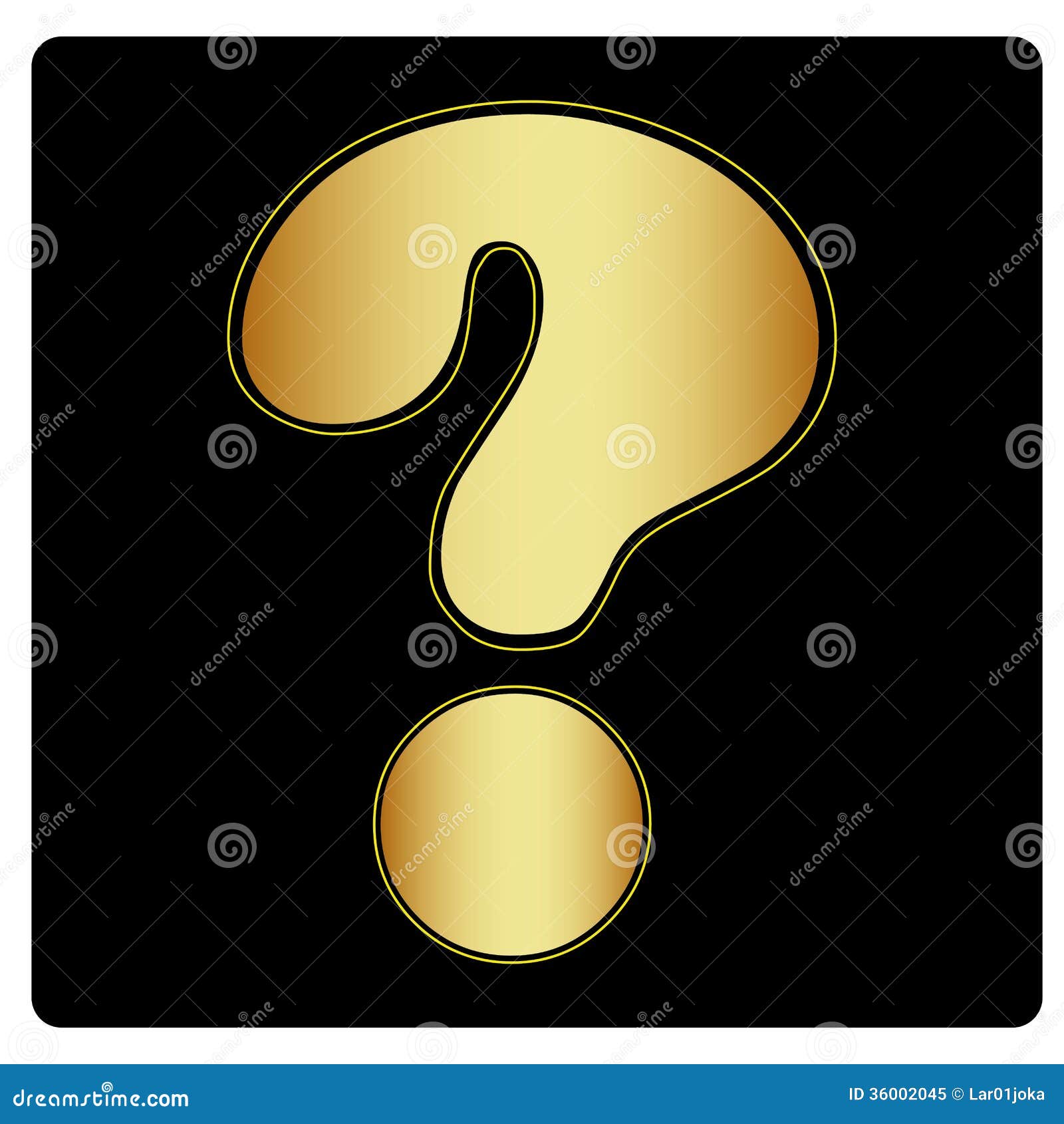 A yellow question mark with borders in a black background.