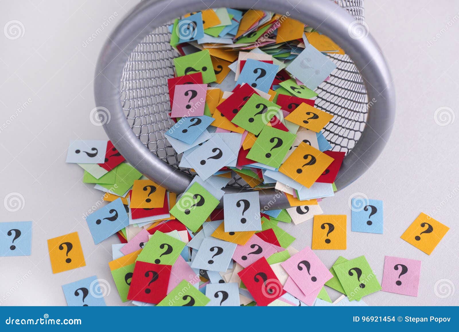 Question Marks Falling Out of Trash Can Stock Photo Image of piece