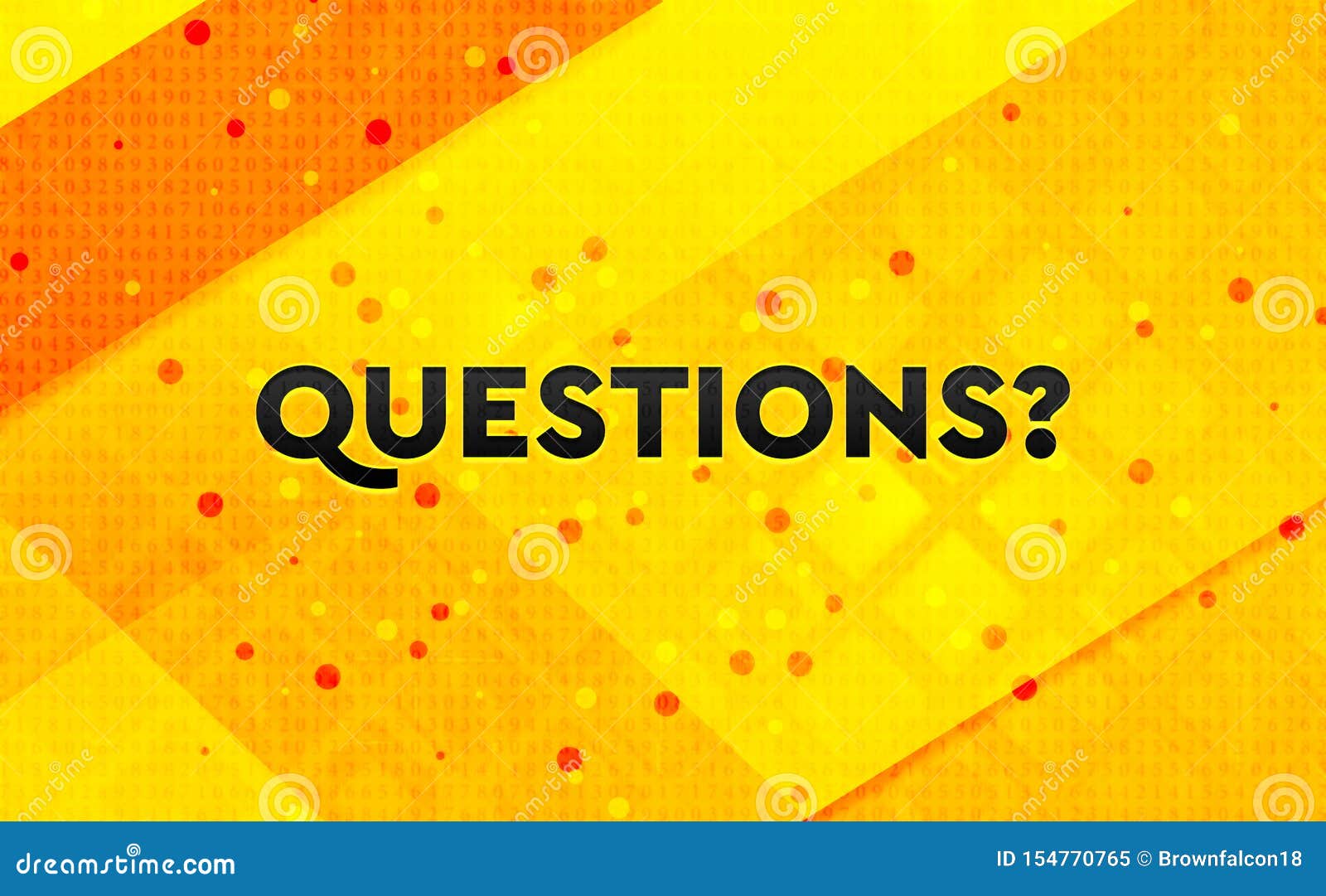 Questions? Abstract Digital Banner Yellow Background Stock Illustration