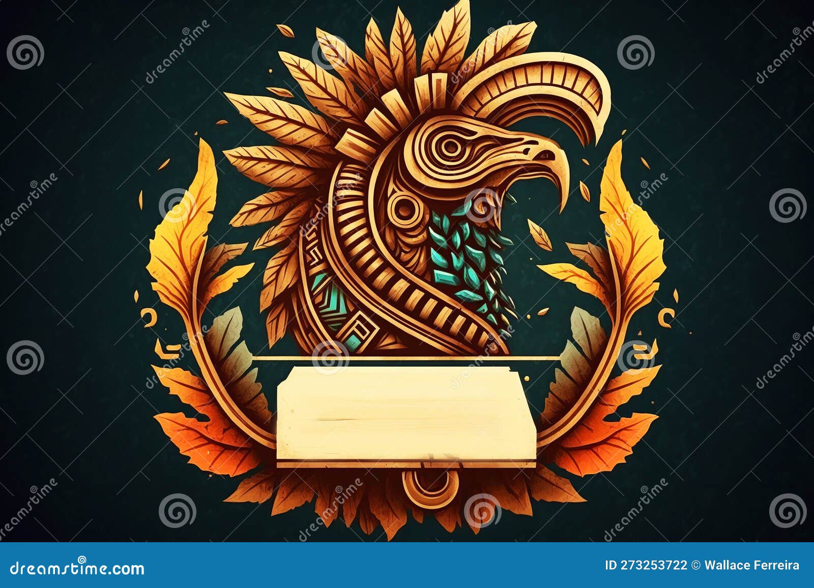 mexican aztec skull warrior Generative AI Stock Illustration