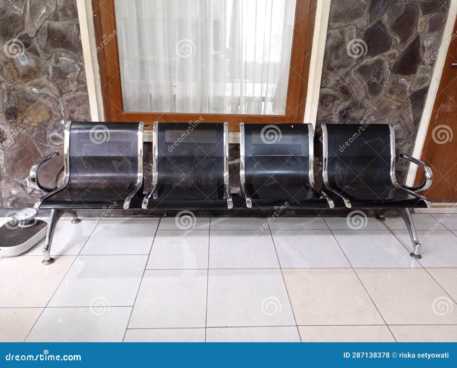 Queue chair in a hospital stock photo. Image of stairs 287138378