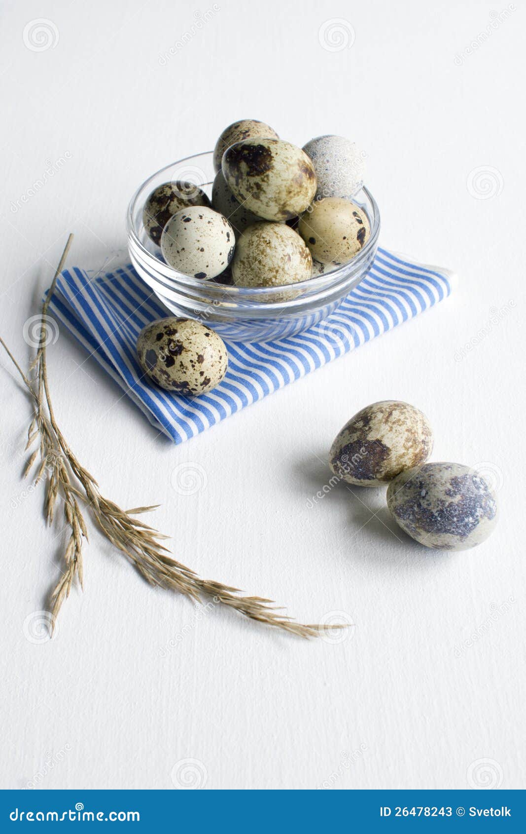 Quial eggs in a glass bowl stock image. Image of group 26478243