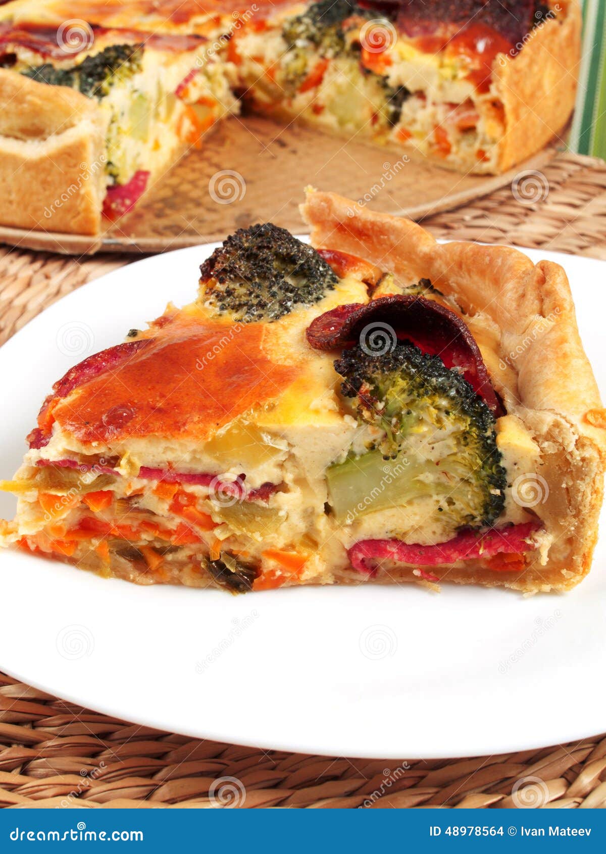 Quiche with Broccoli and Ham Stock Photo Image of shot, cuisine 48978564