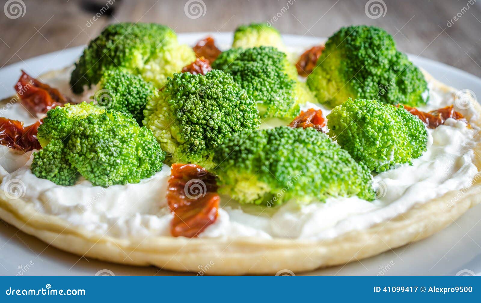 Quiche with Broccoli and Sun Dried Tomatoes Stock Image Image of