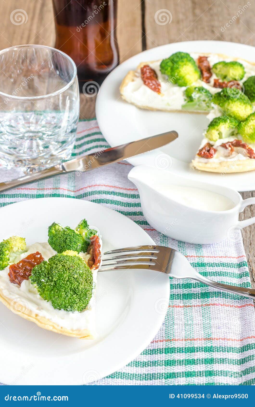 Quiche with Broccoli and Sun Dried Tomatoes Stock Photo Image of