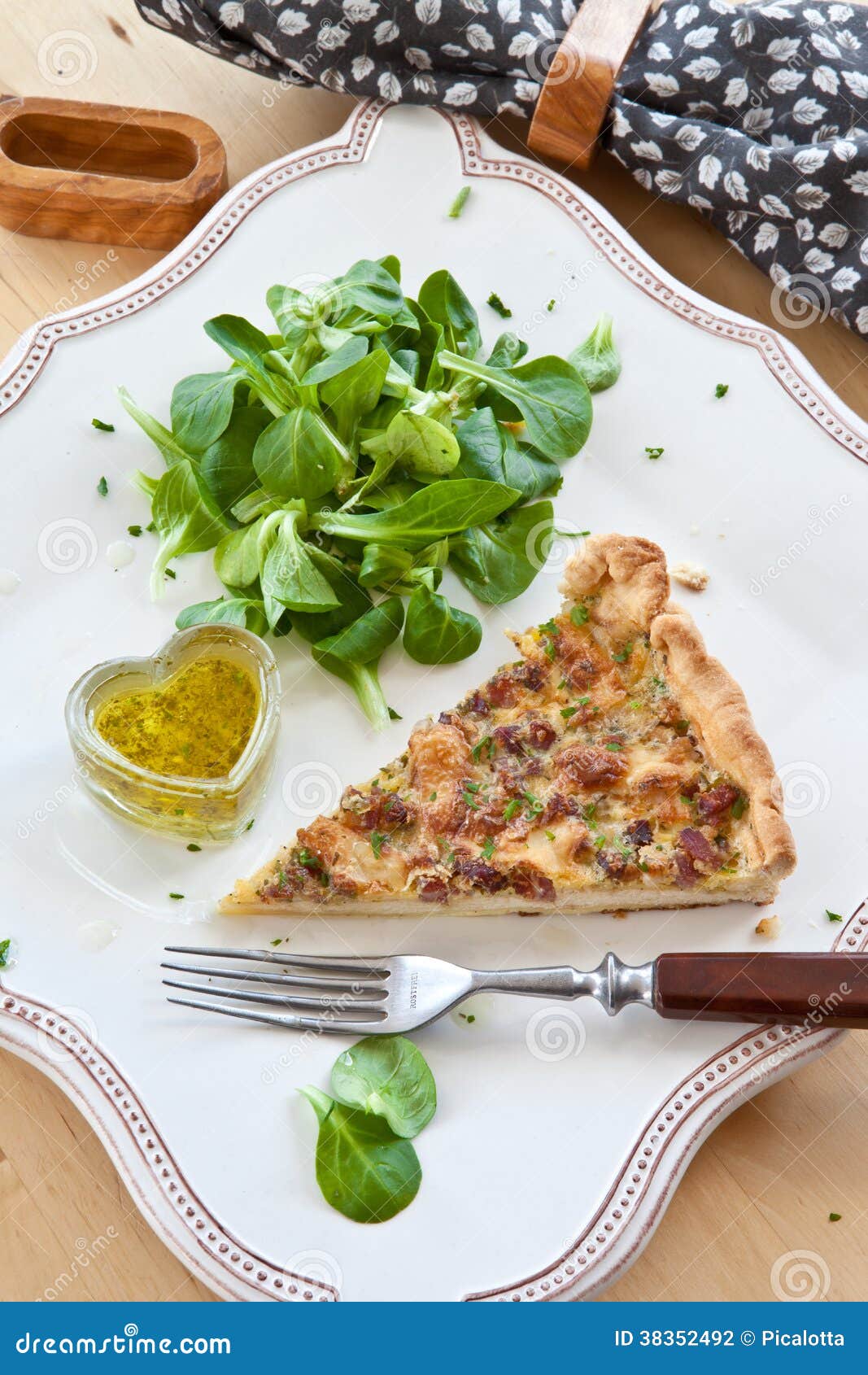 Quiche Lorraine and Lamb S Lettuce Stock Photo Image of heartsshaped