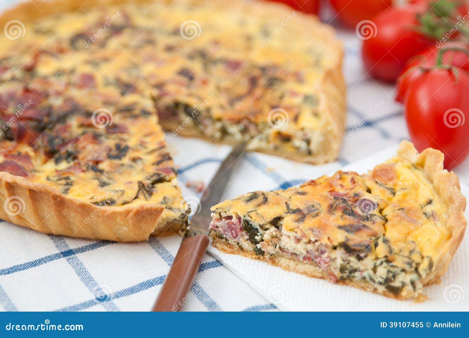 Quiche Lorraine with Spinach Stock Image - Image of gourmet, parsley ...