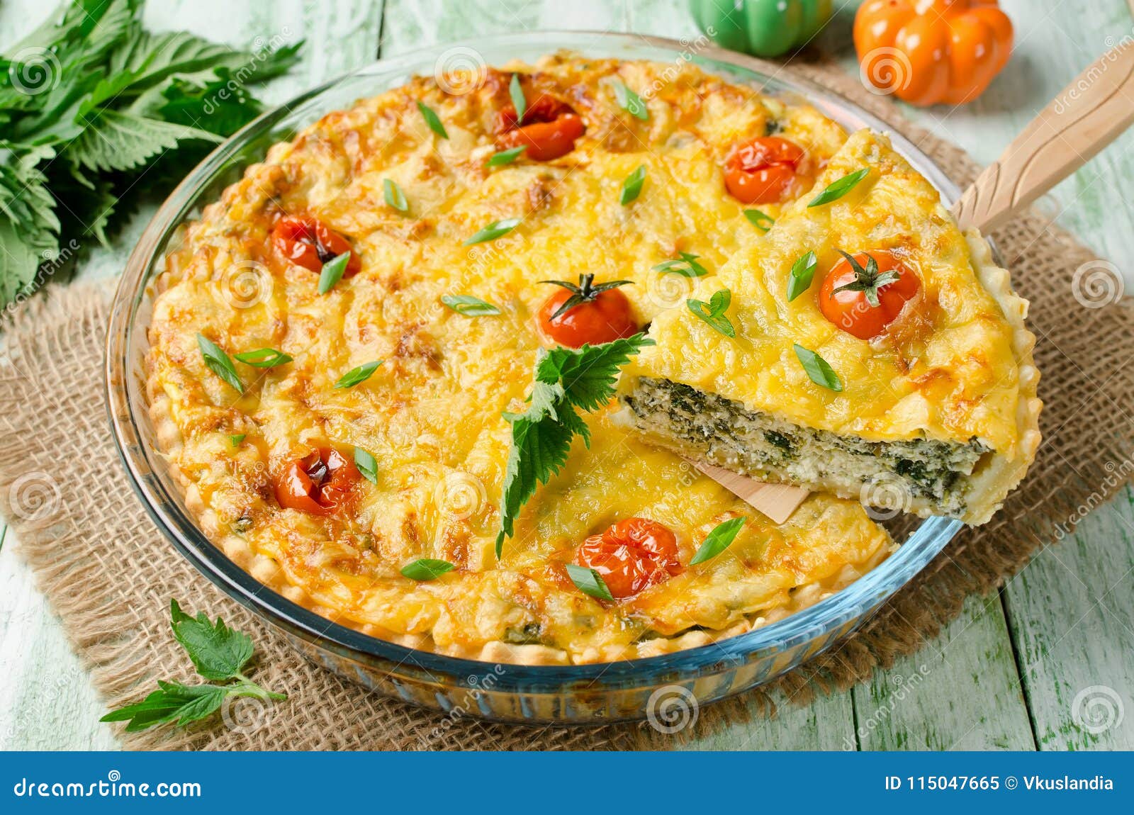 Quiche Pie With Cottage Cheese And Nettles Stock Image Image Of