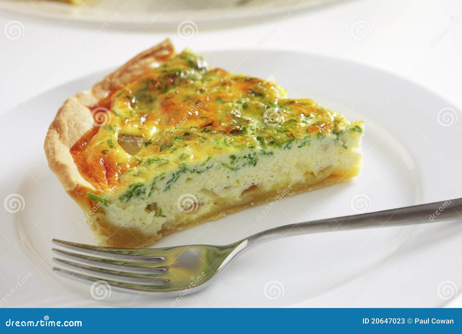Quiche on a plate stock image. Image of plate, slice - 20647023