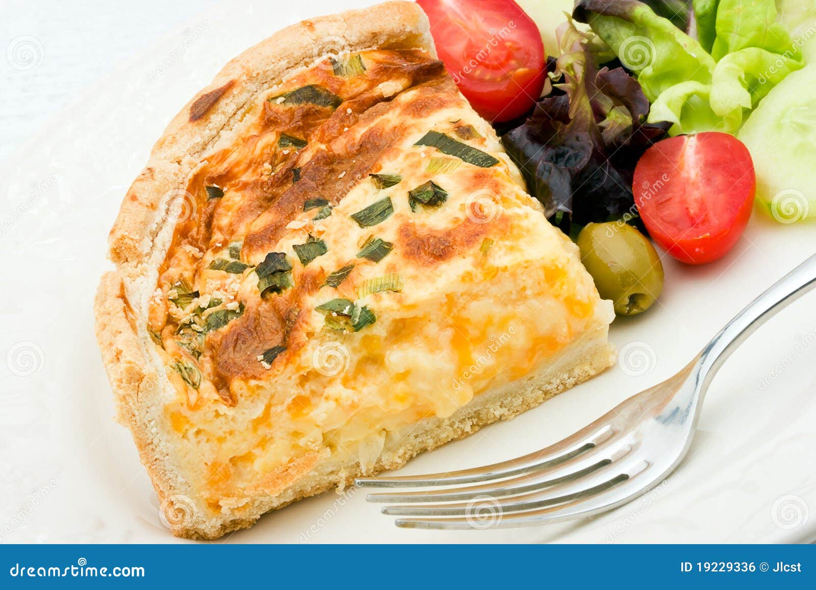 Quiche with salad stock photo. Image of golden, salad 19229336