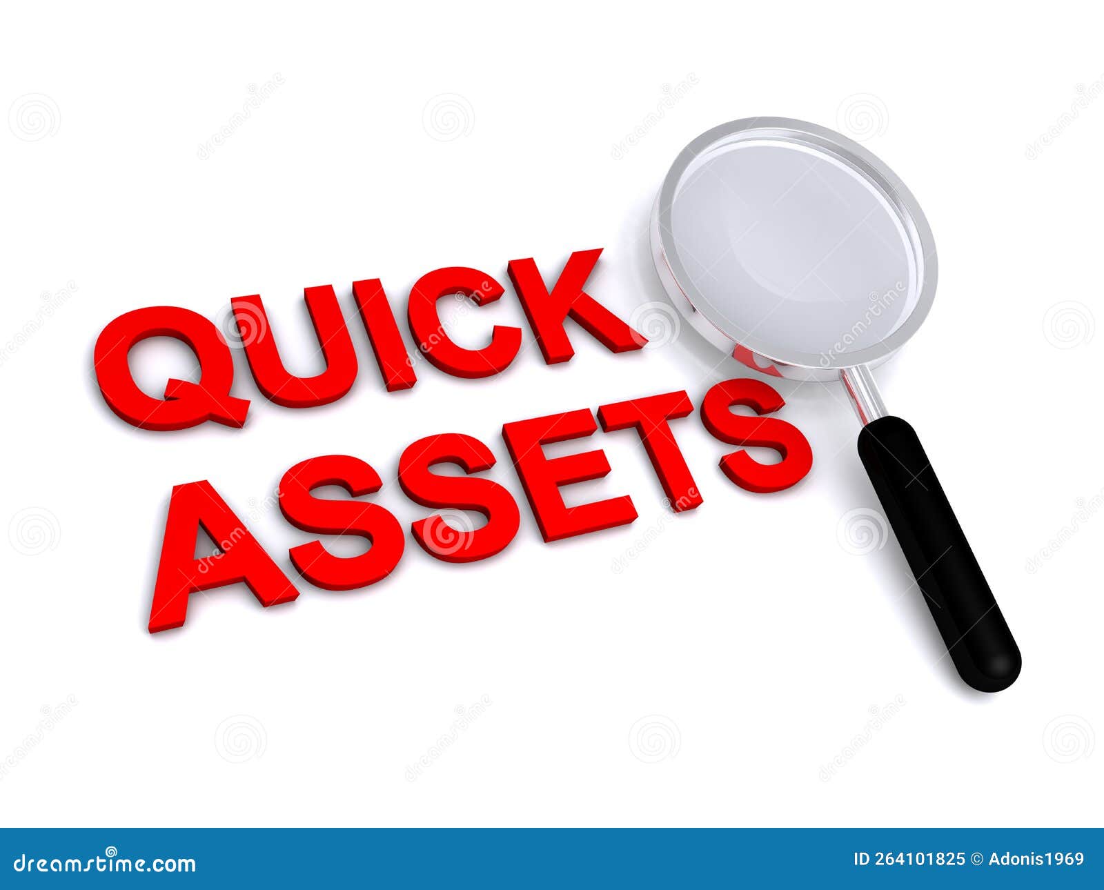 Quick Assets with Magnifying Glass on White Stock Illustration
