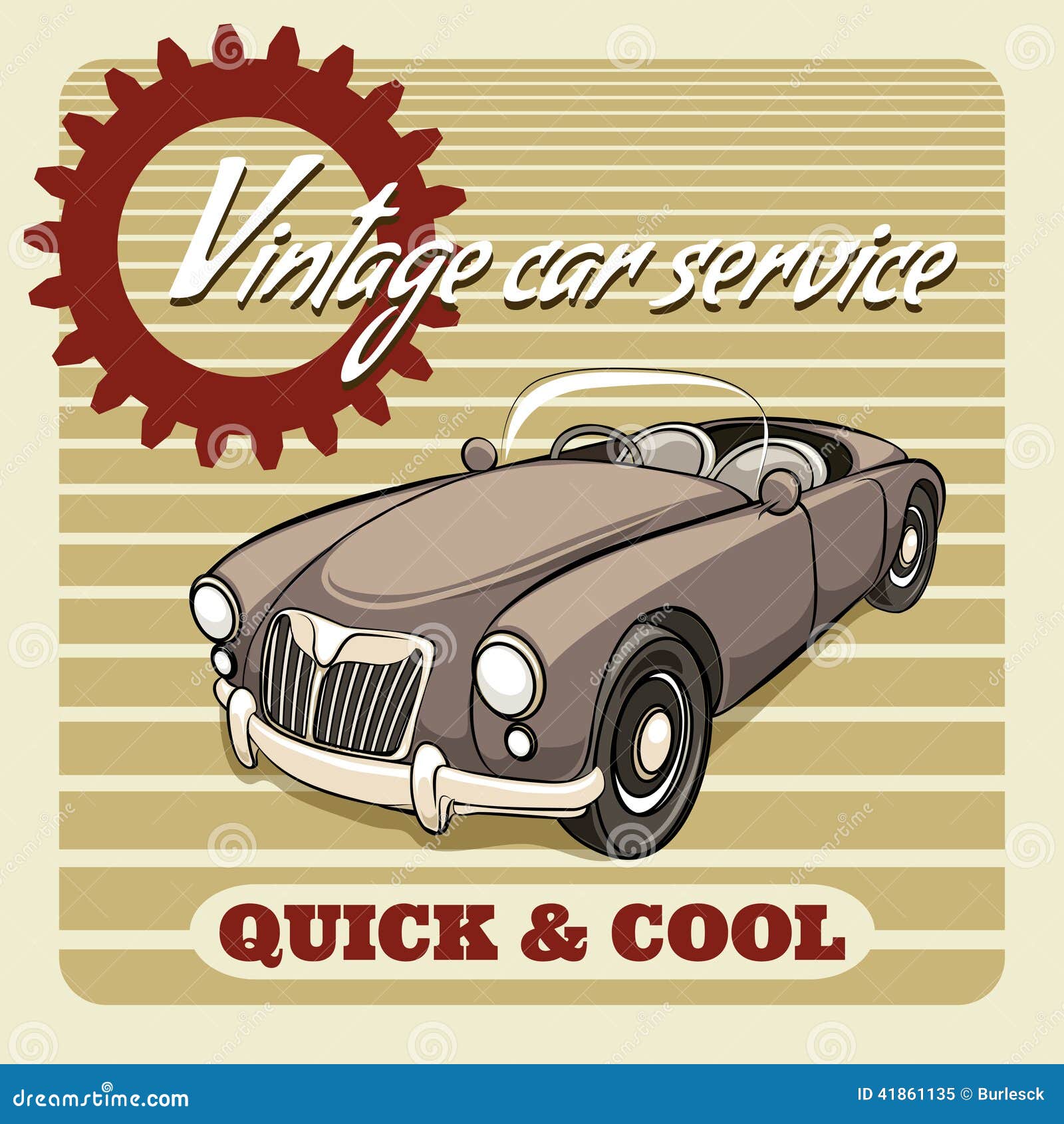 Quick and Cool  Vintage Car Service poster vector design with an open 