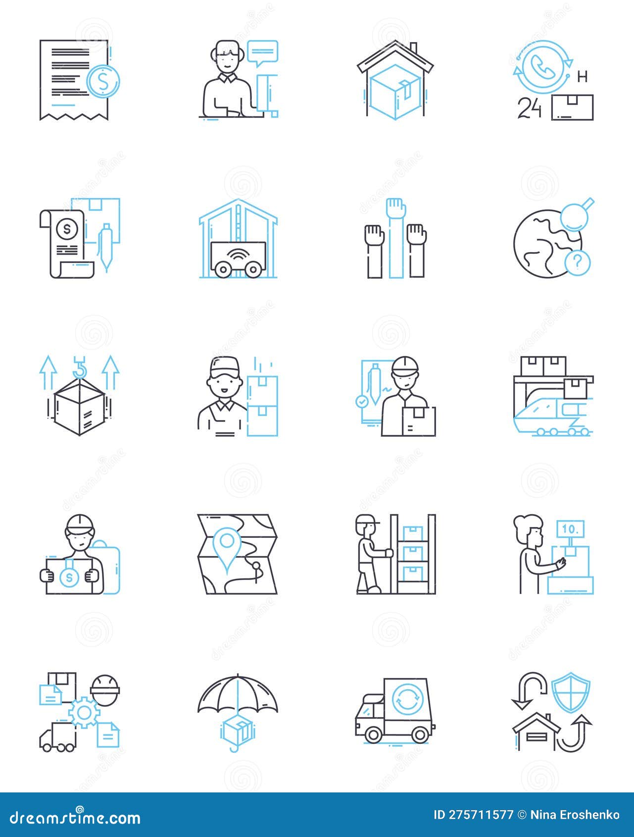 quick delivery linear icons set. swift, prompt, express, rapid, expedited, fast, hasty line  and concept signs