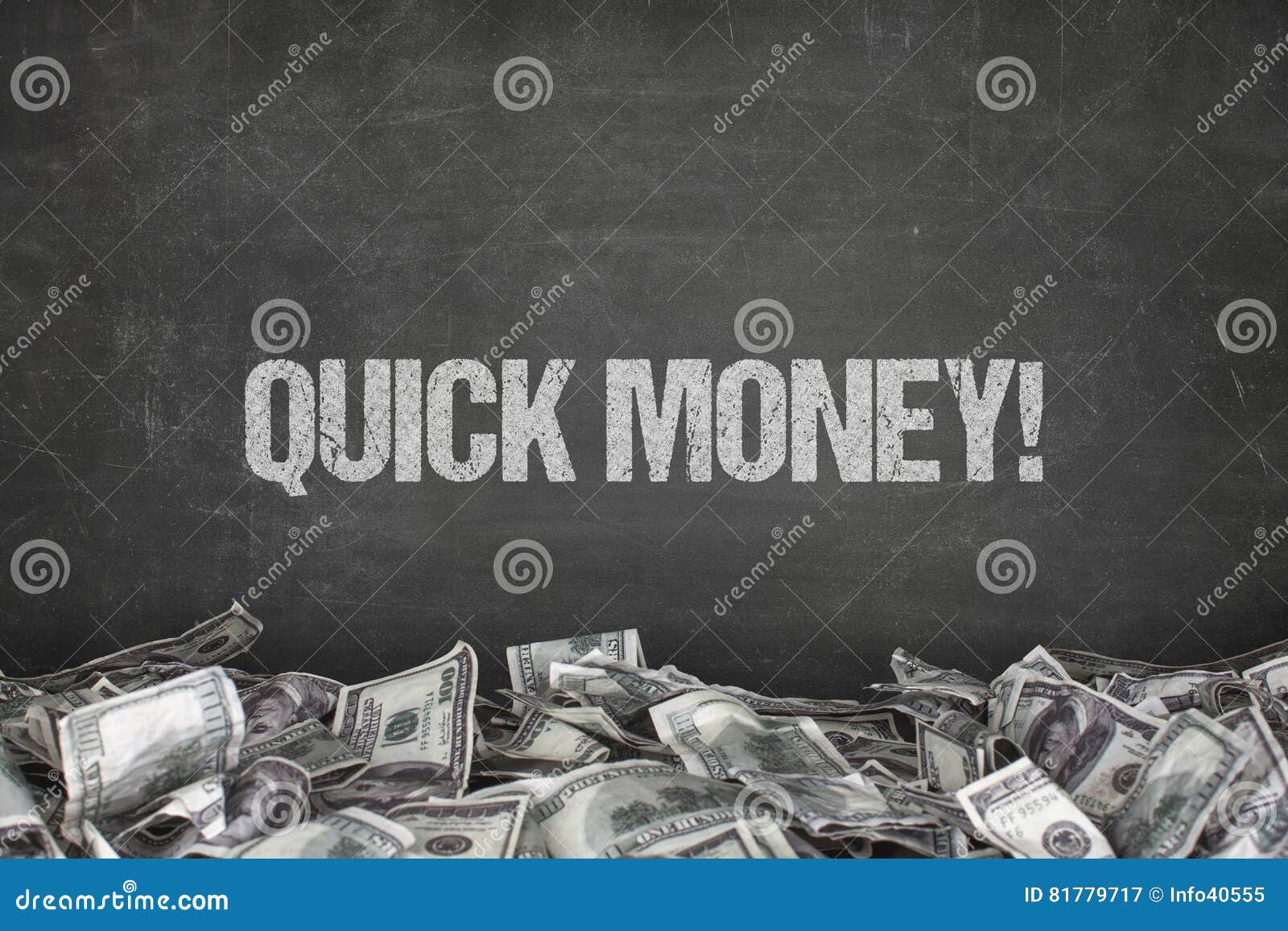 Quick Money Text on Black Background Stock Illustration Illustration