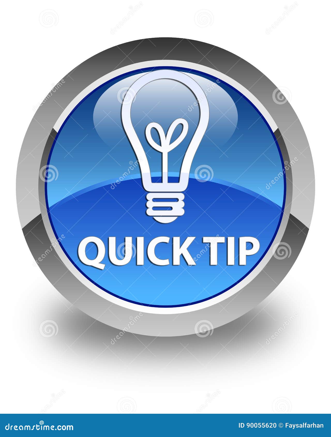 quick tip (bulb icon) glossy blue round button