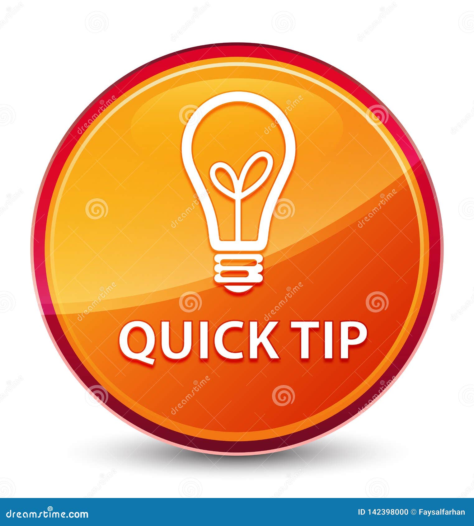quick tip (bulb icon) special glassy orange round button