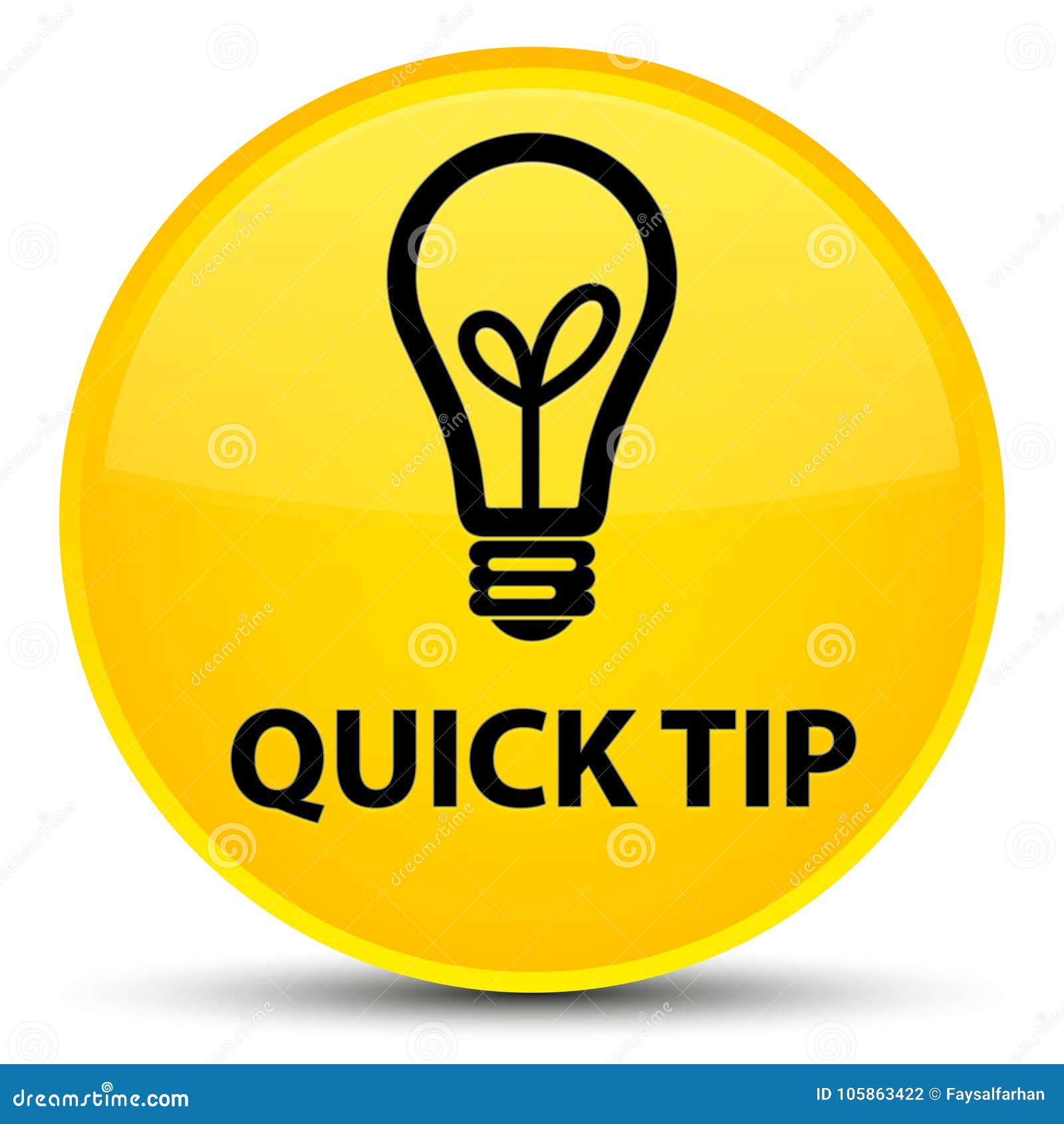 quick tip (bulb icon) special yellow round button