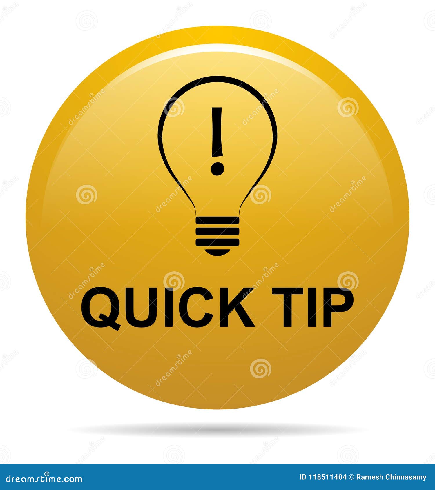quick tip golden yellow button help and suggestion concept