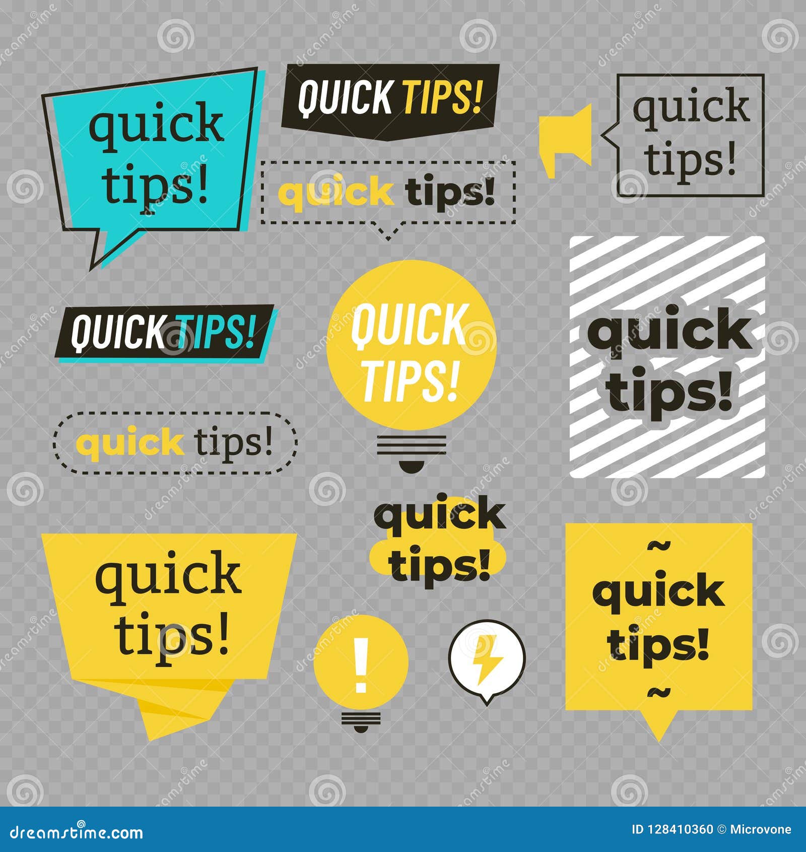 quick tips, helpful tricks banners  set