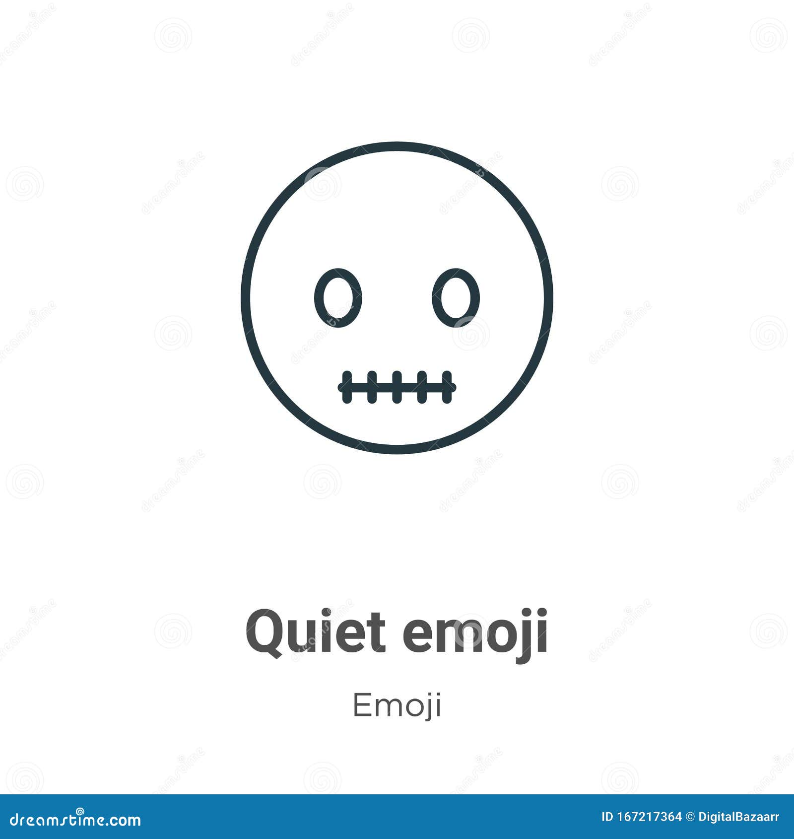 Quiet Emoji Outline Vector Icon. Thin Line Black Quiet Emoji Icon, Flat