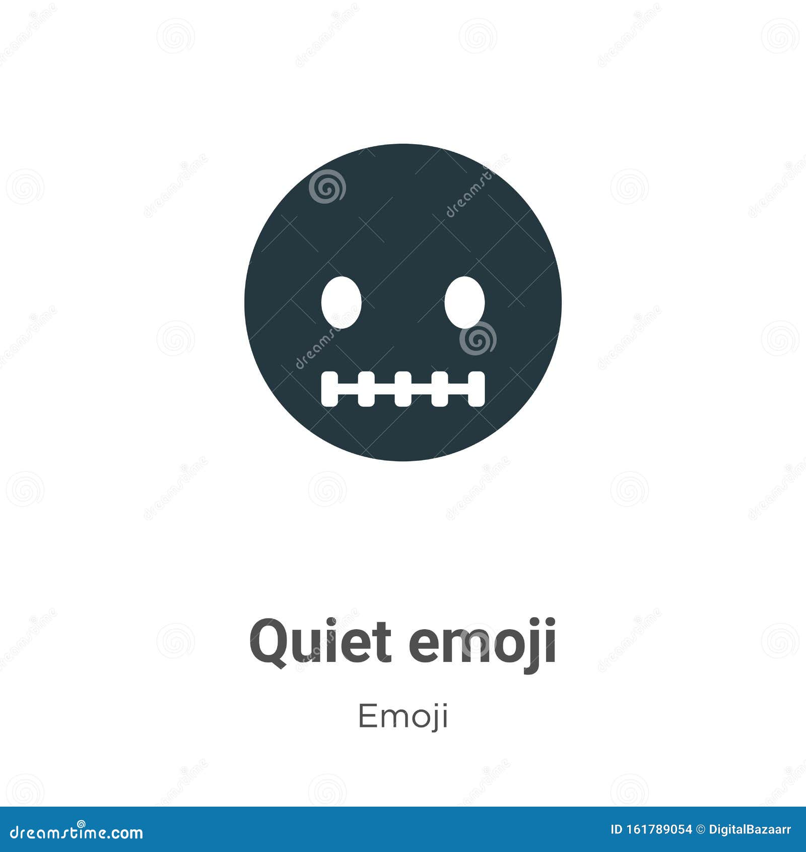 Quiet Emoji Vector Icon on White Background. Flat Vector Quiet Emoji