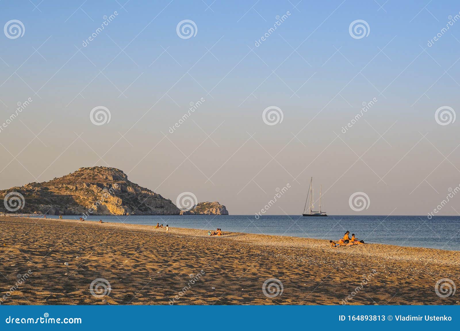 A Quiet Evening and People Relaxing on the Shores of the Mediterranean