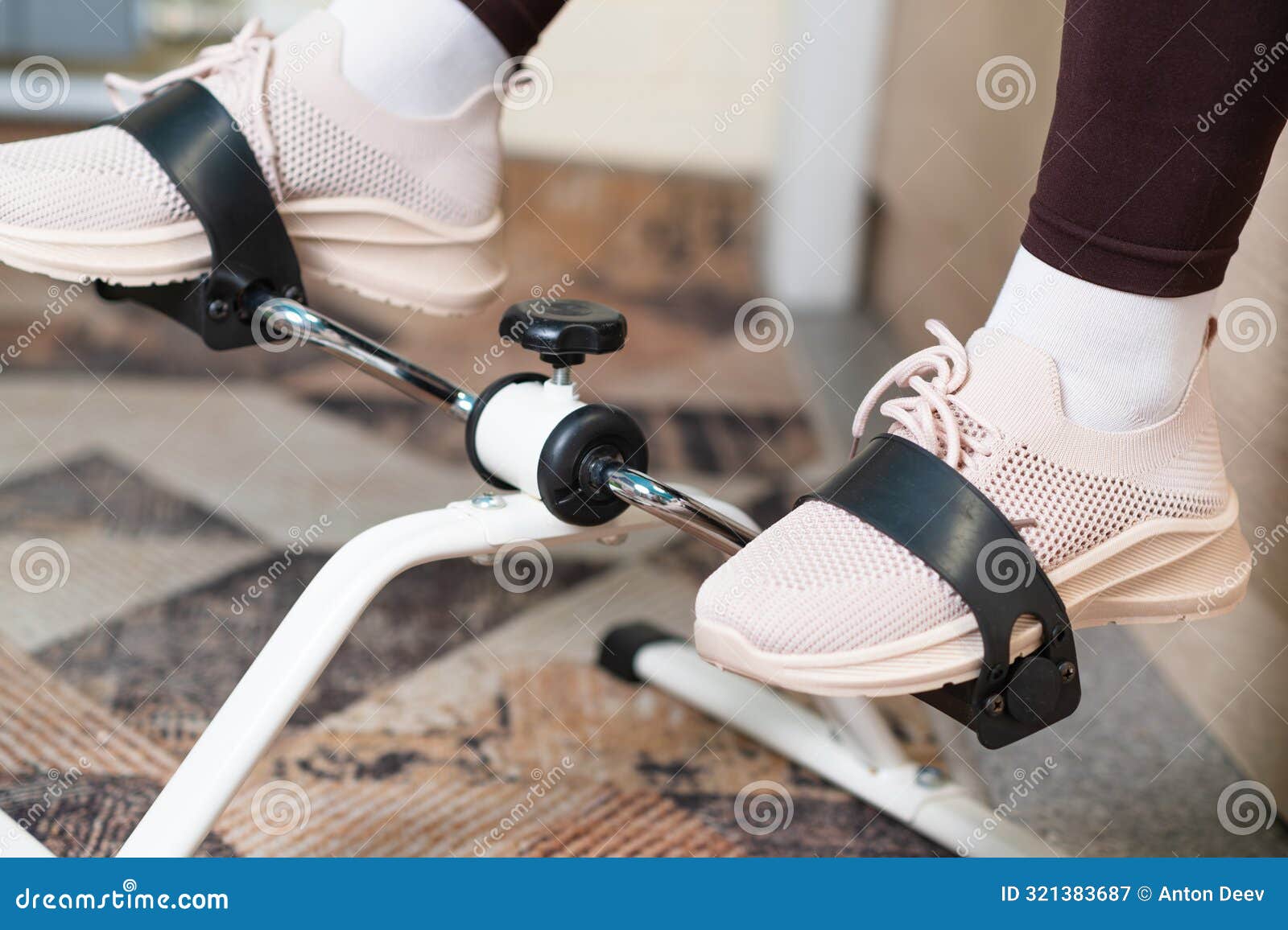 a quiet morning exercise routine with a portable pedal exerciser