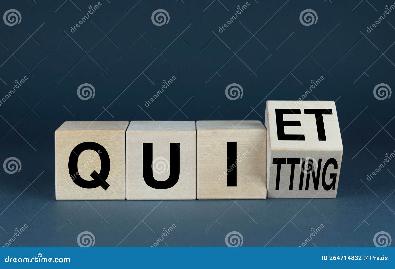 quiet quitting. cubes form the word quiet quitting. extensive business concept quiet quitting related to work