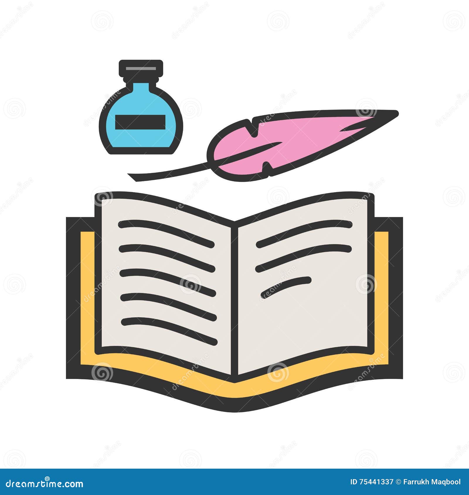 Quill and Book stock vector. Illustration of quill, letter 75441337
