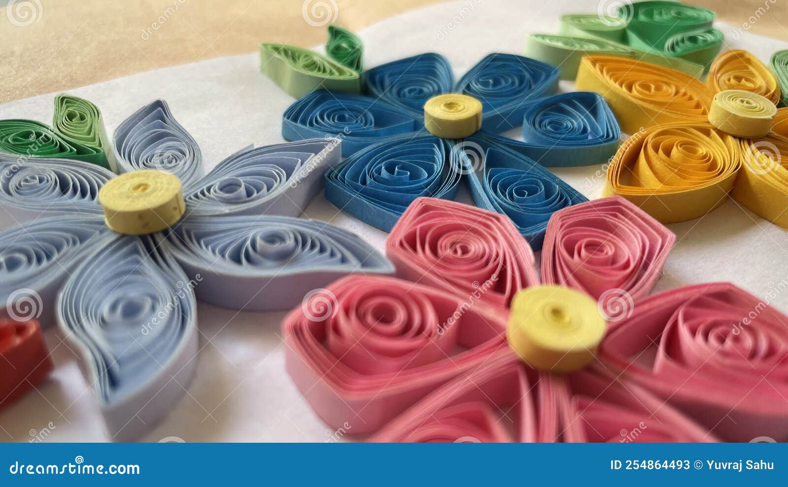 Quilled Flowers of Different Colour Together Stock Image Image of