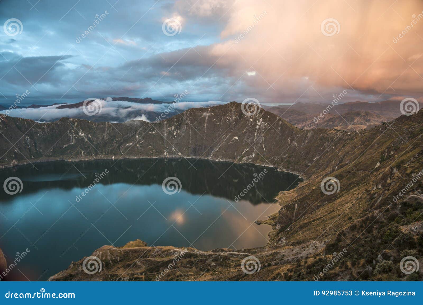 quilotoa caldera and lake, andes, ecuador