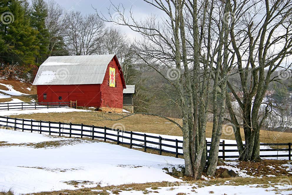 Quilt Barn in Winter stock image. Image of design, barn - 17631831