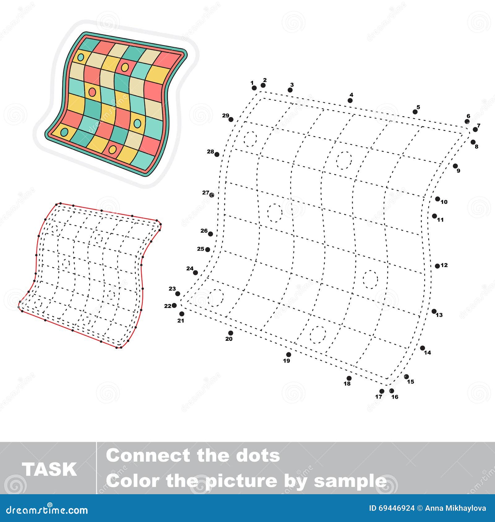 Quilt. Vector Numbers Game. Stock Vector Illustration of logic