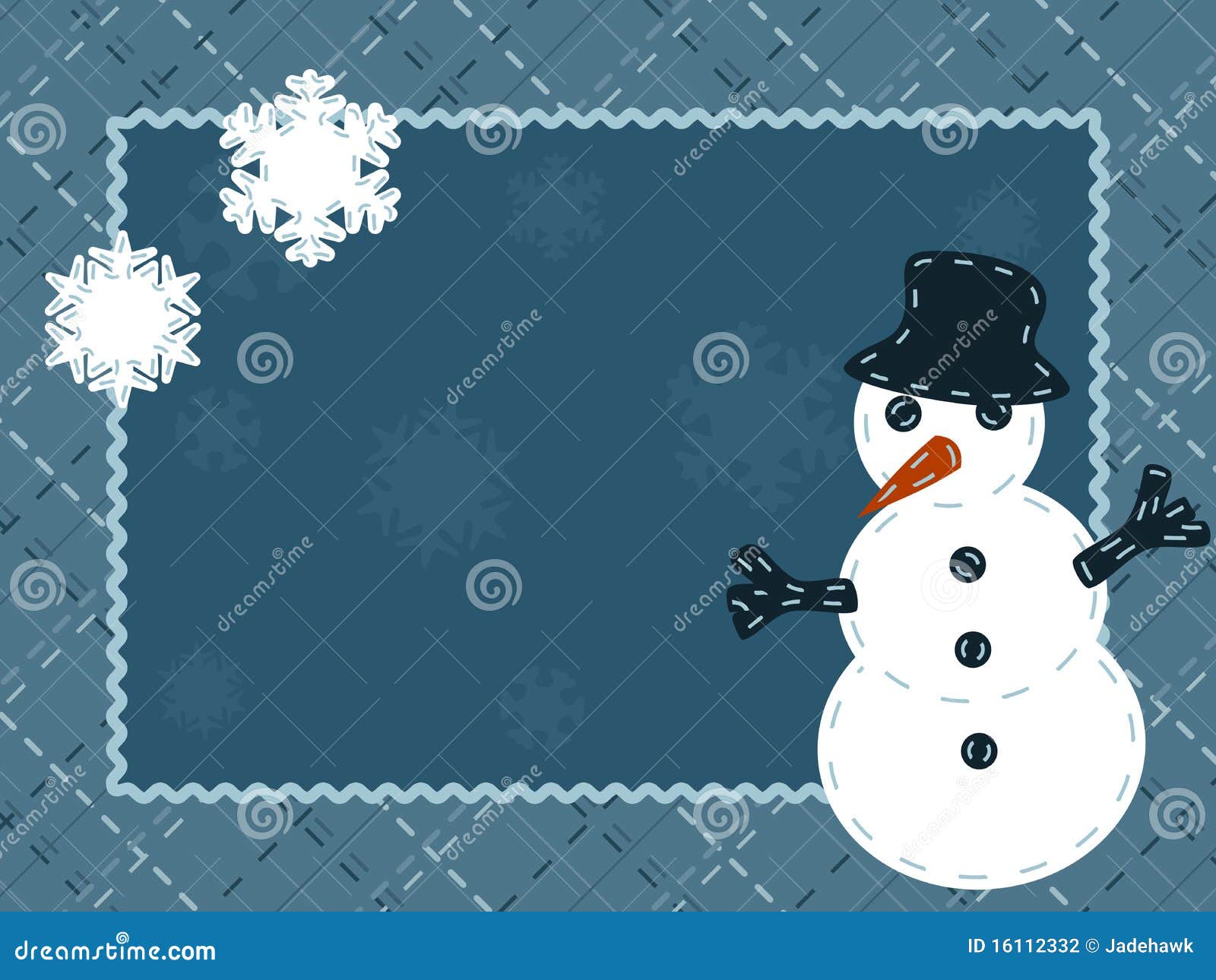 Quilted Winter Postcard With A Snowman Stock Vector 